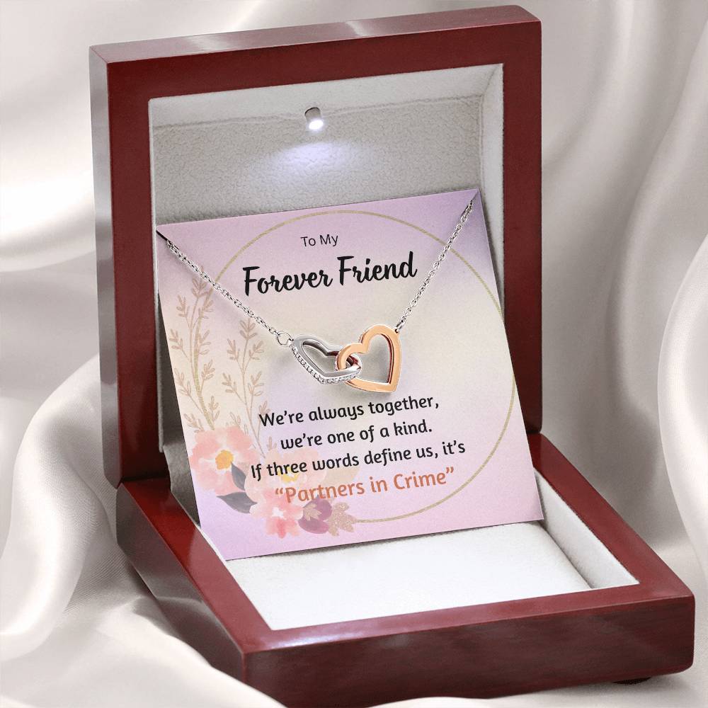 LED mahogany gift box for interlocking hearts necklace