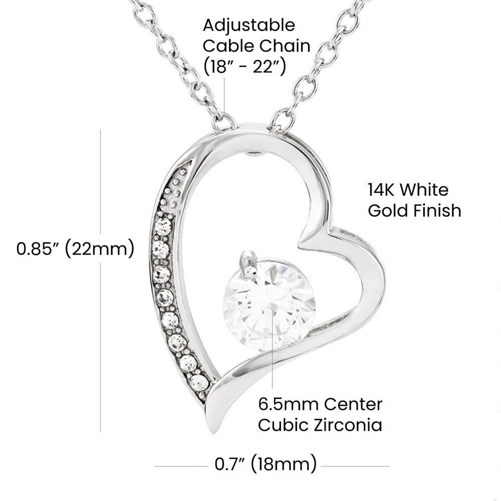 6.5mm cubic zirconia heart pendant adjustable chain 18-22 inch