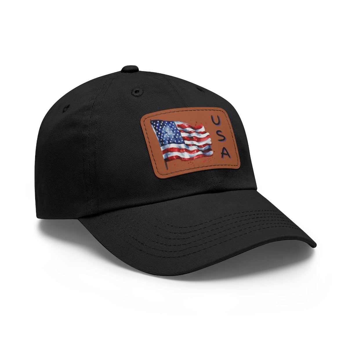 Black cap with American flag patch and 'USA' text