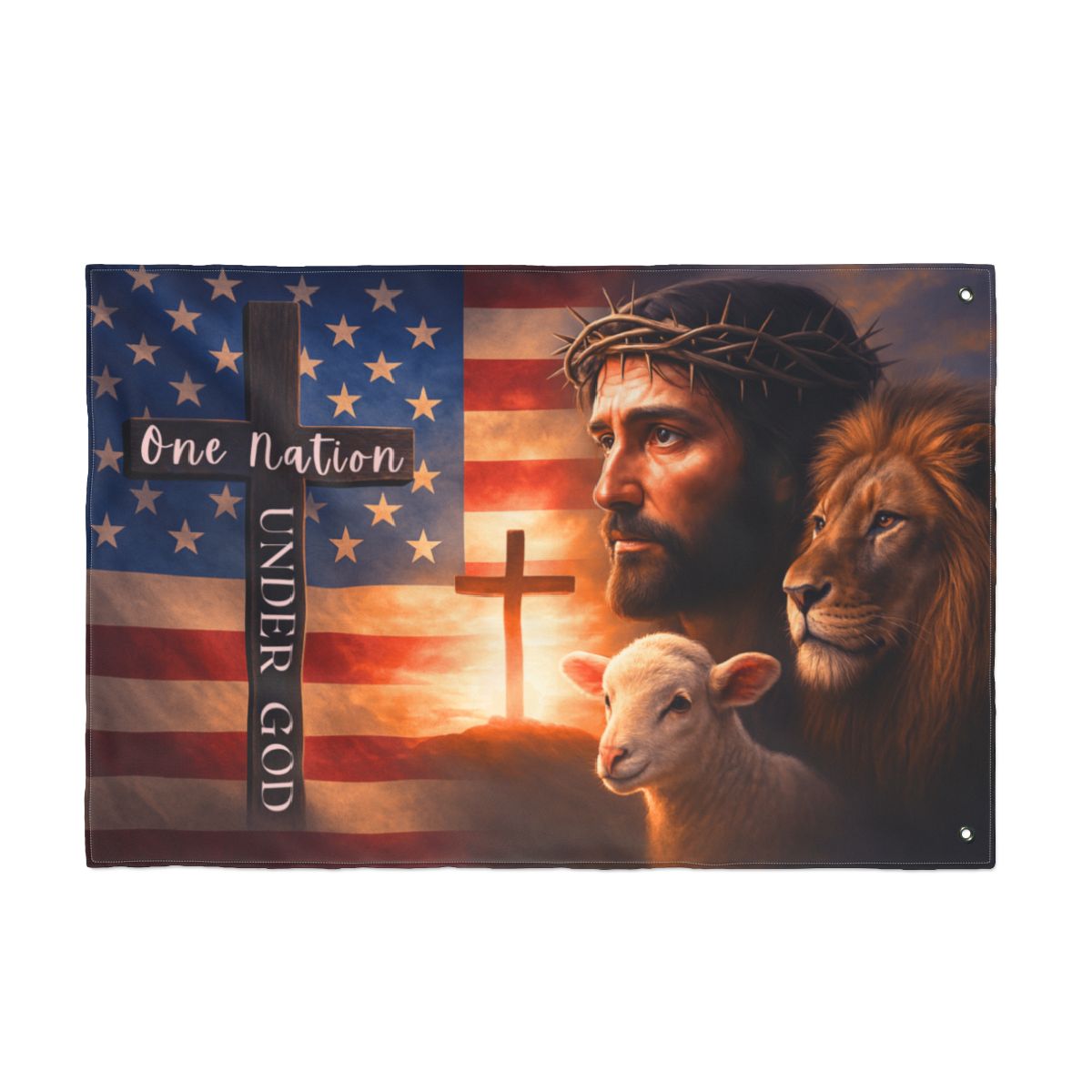 One Nation Under God Double-Sided Flag – Faith-Based Christian American House & Garden Decor - 4 Sizes