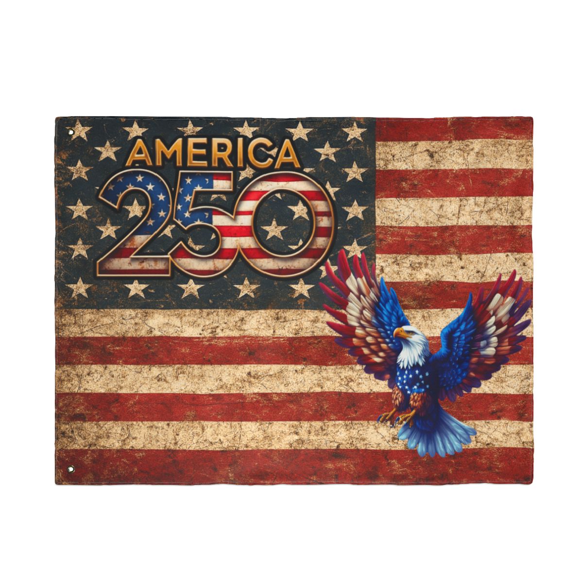America 250 retro distressed American flag 1776–2026 wall decor  Front