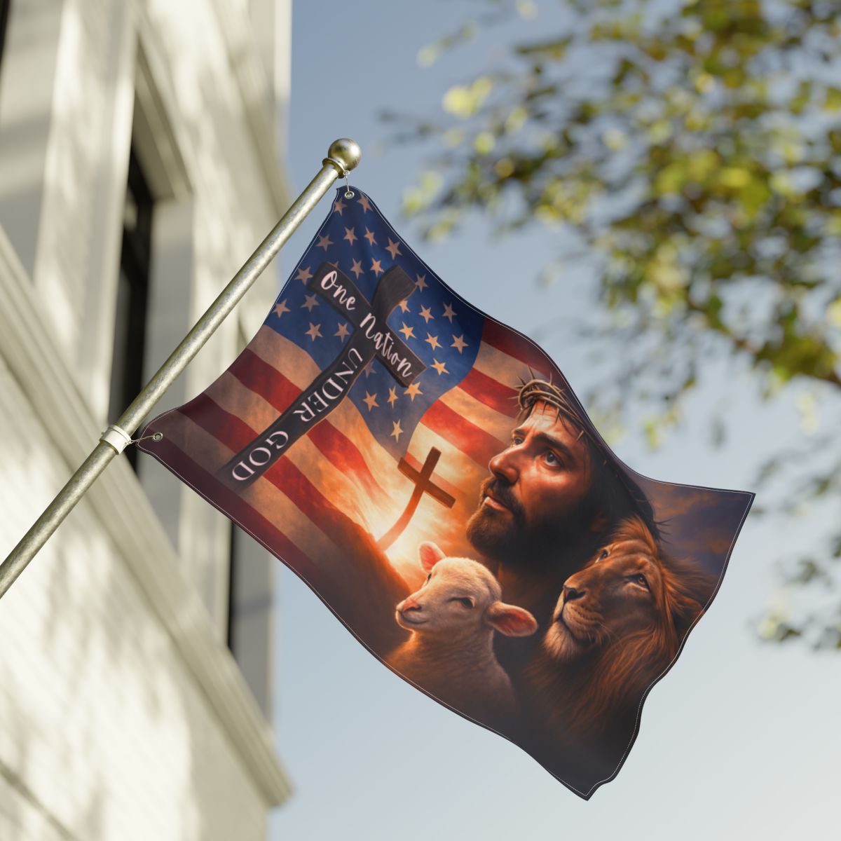 One Nation Under God Double-Sided Flag – Faith-Based Christian American House & Garden Decor - 4 Sizes
