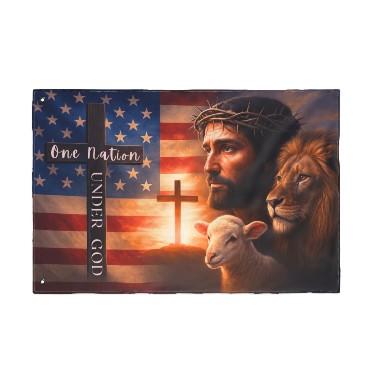 One Nation Under God Double-Sided Flag – Faith-Based Christian American House & Garden Decor - 4 Sizes