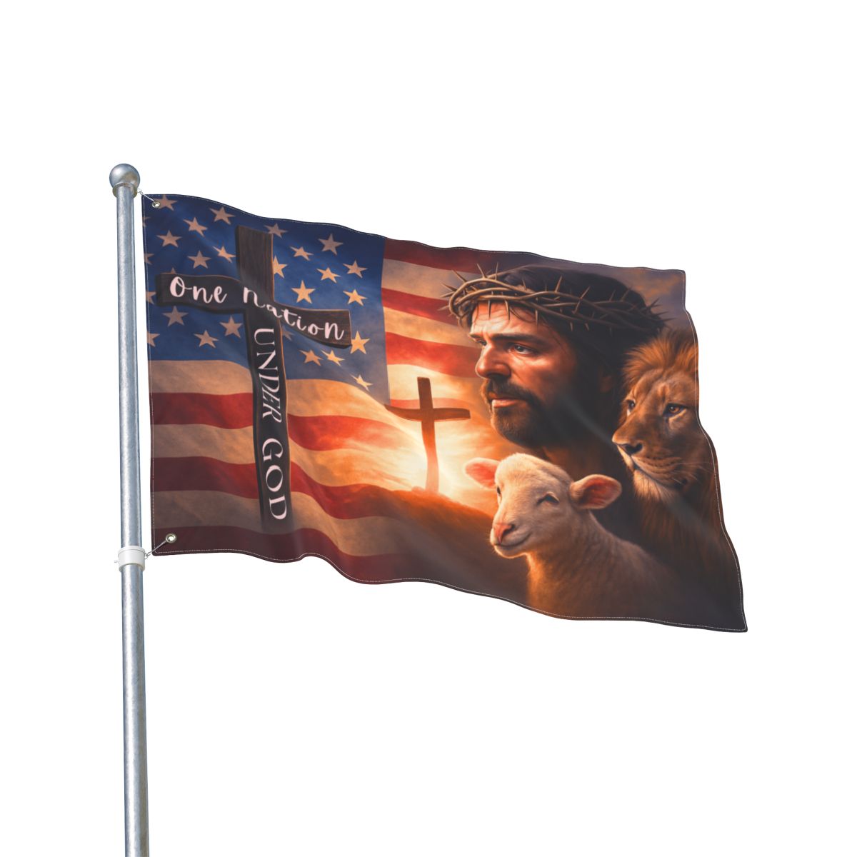One Nation Under God Double-Sided Flag – Faith-Based Christian American House & Garden Decor - 4 Sizes