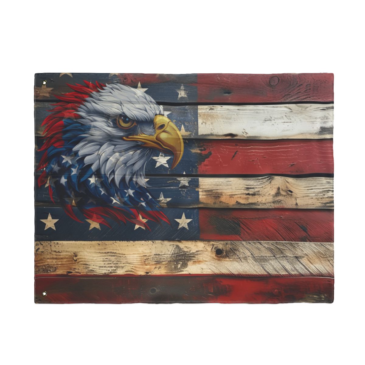 Double-Sided Distressed Looking American Flag Art – Patriotic Ghost Eagle Design, Distressed Rustic Decor