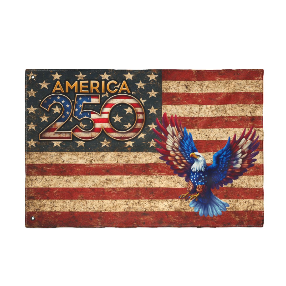 America 250 retro distressed American flag 1776–2026 wall decor  Front