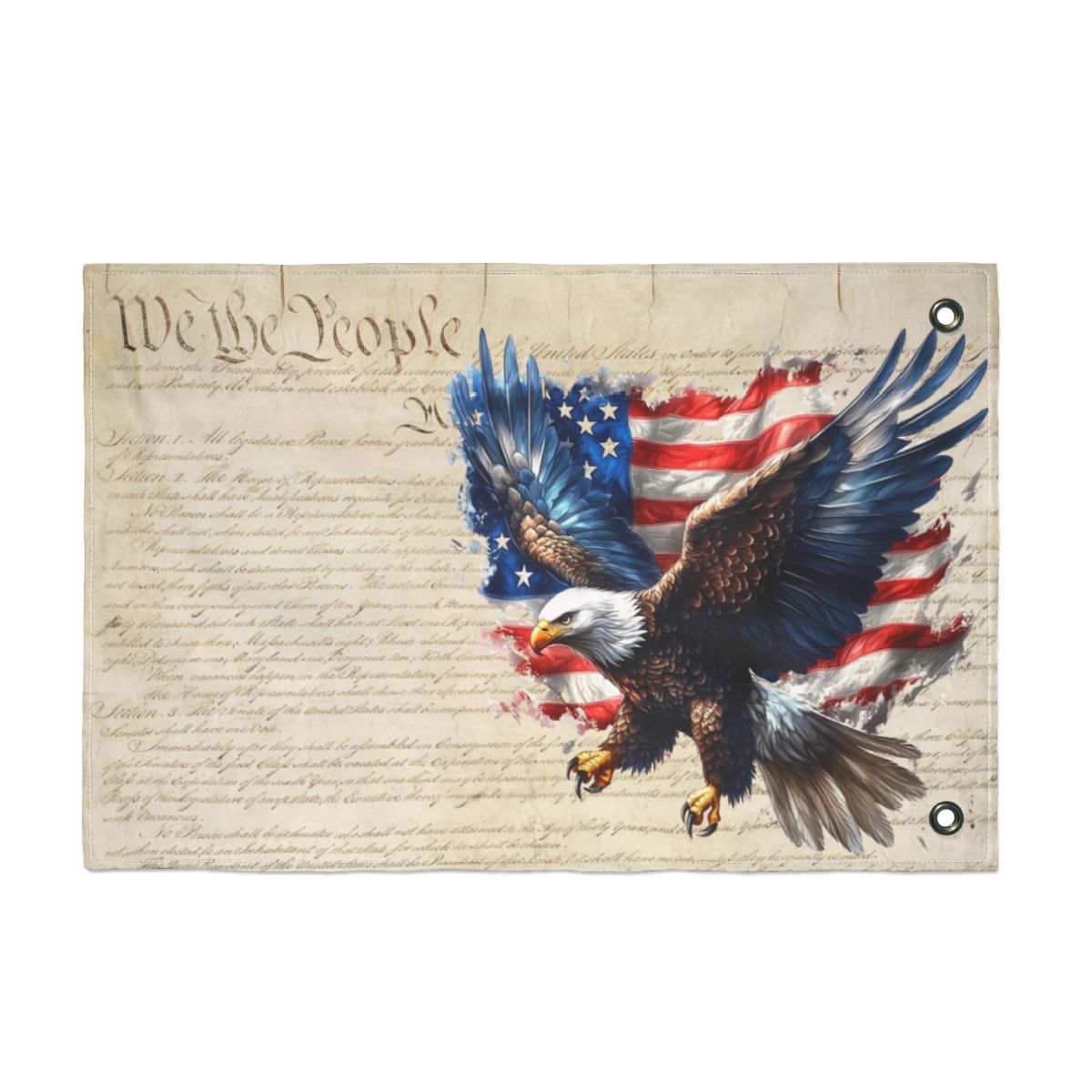 Patriotic We the People garden flag outdoor  Back