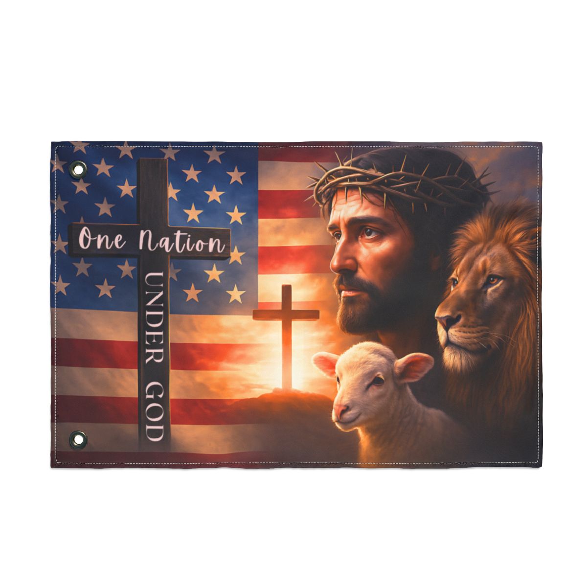One Nation Under God Double-Sided Flag – Faith-Based Christian American House & Garden Decor - 4 Sizes