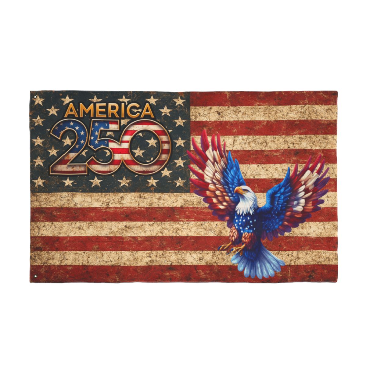 America 250 retro distressed American flag 1776–2026 wall decor  Front
