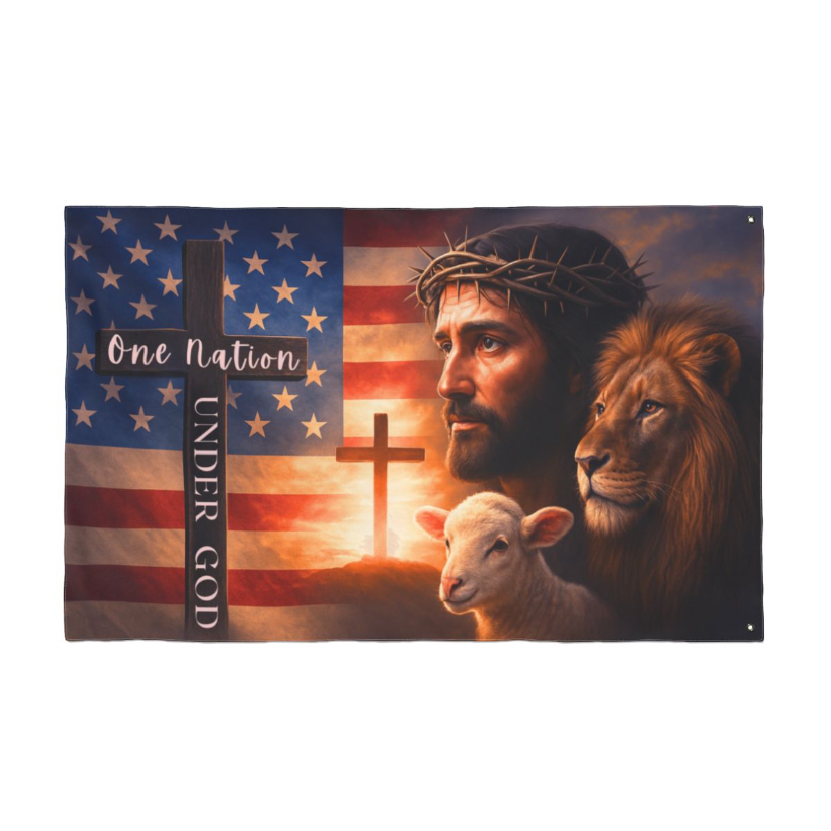 One Nation Under God Double-Sided Flag – Faith-Based Christian American House & Garden Decor - 4 Sizes