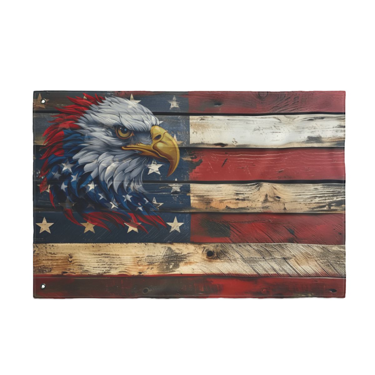 Double-Sided Distressed Looking American Flag Art – Patriotic Ghost Eagle Design, Distressed Rustic Decor