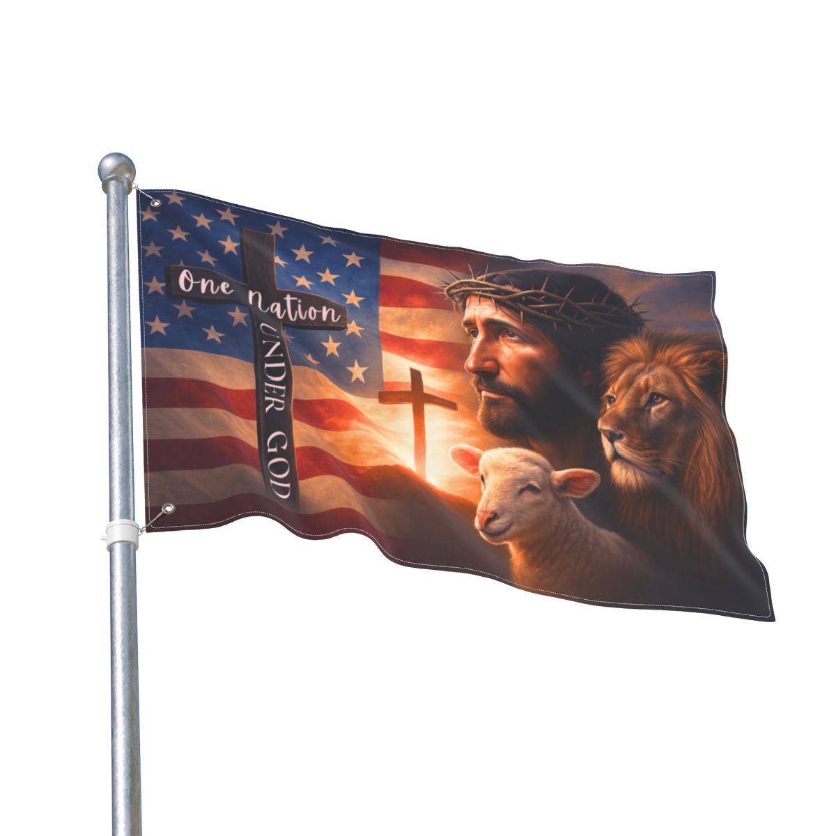 One Nation Under God Double-Sided Flag – Faith-Based Christian American House & Garden Decor - 4 Sizes