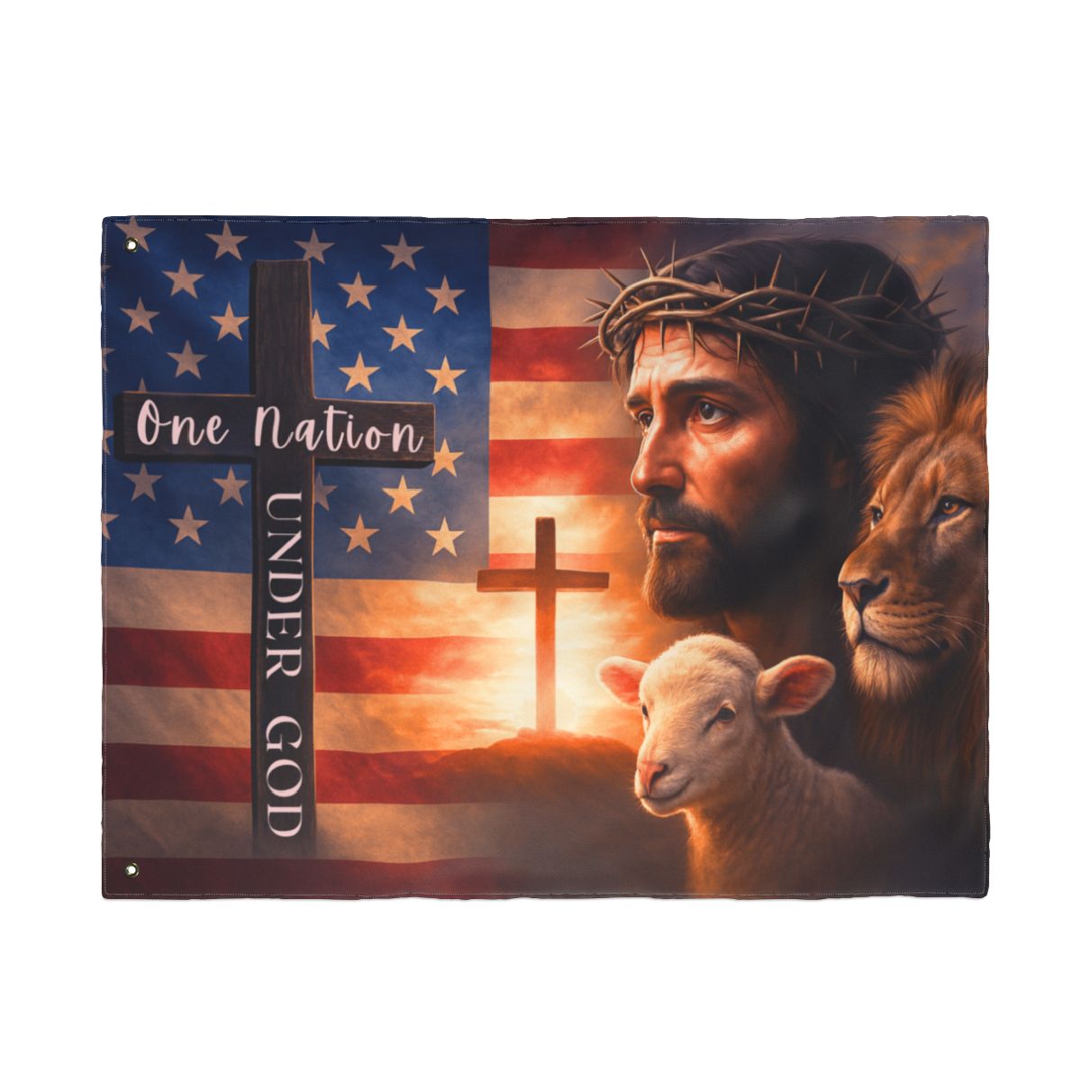 One Nation Under God Double-Sided Flag – Faith-Based Christian American House & Garden Decor - 4 Sizes