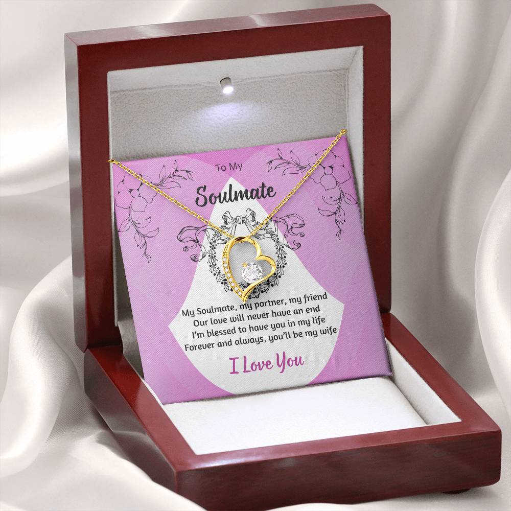 LED mahogany gift box for Forever Love Necklace