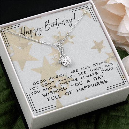 Alluring Beauty Birthday Necklace gift for her 7mm CZ ribbon pendant