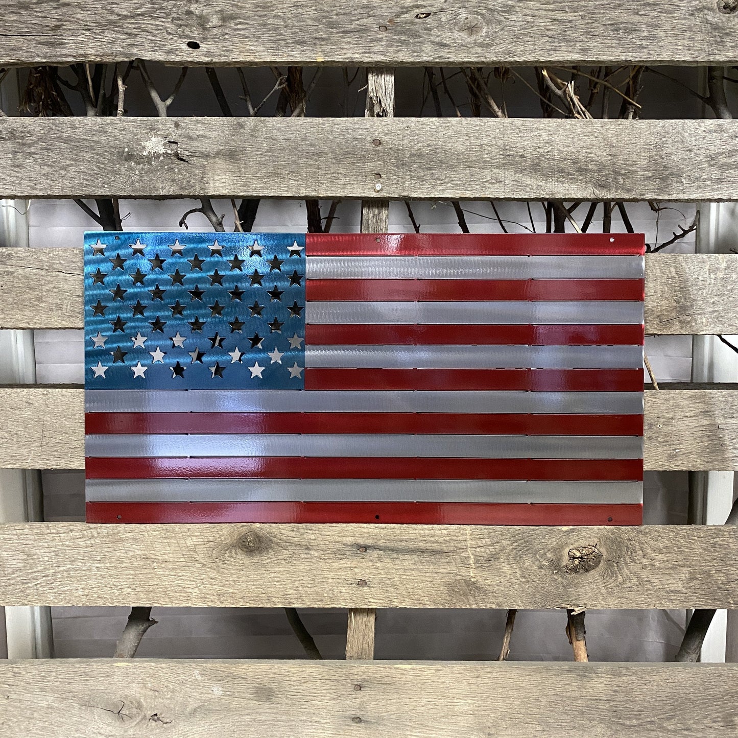 American Flag Metal Wall Art | Weathered USA Flag Steel Décor