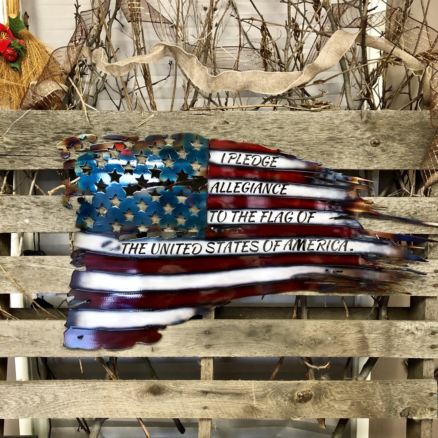 War Torn American Flag Metal Wall Art | Patriotic Steel Décor