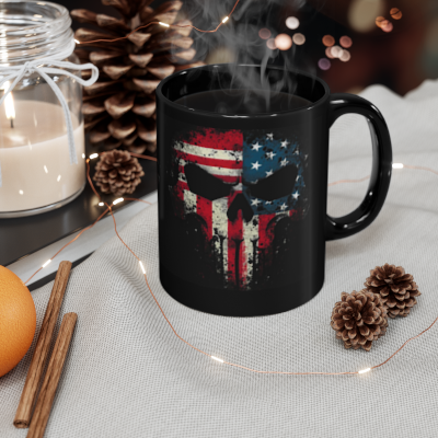 American Flag Punisher Skull Design Coffee & Tea Mug