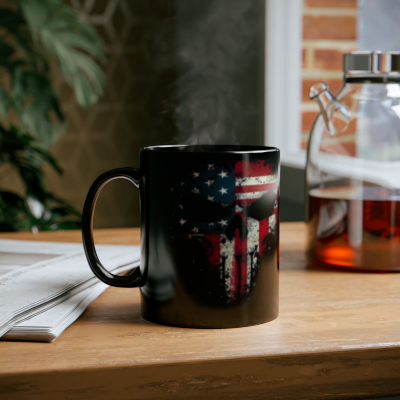 American Flag Punisher Skull Design Coffee & Tea Mug