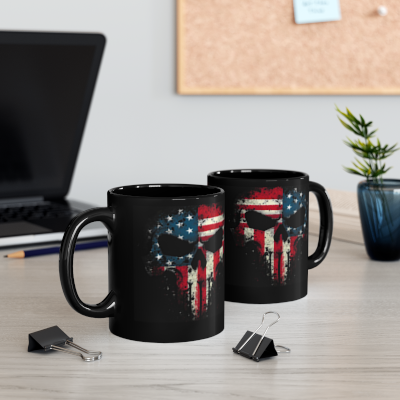 American Flag Punisher Skull Design Coffee & Tea Mug