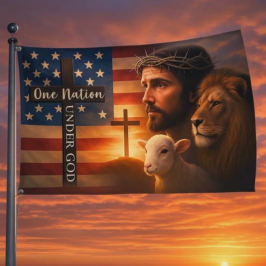 One Nation Under God Double-Sided Flag – Faith-Based Christian American House & Garden Decor - 4 Sizes