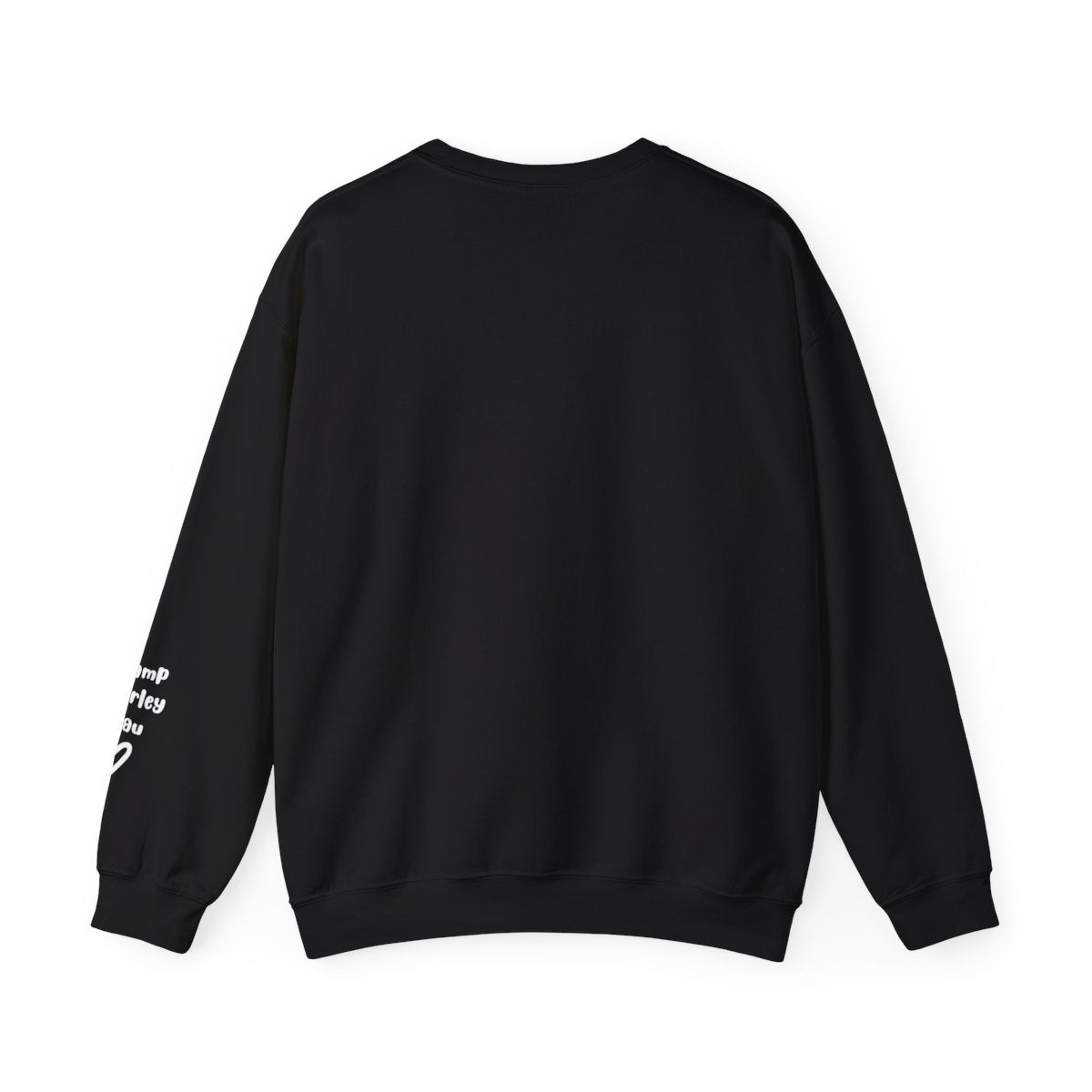 Custom pet crewneck sweatshirt pet portrait print front and names on sleeve unisex heavy blend