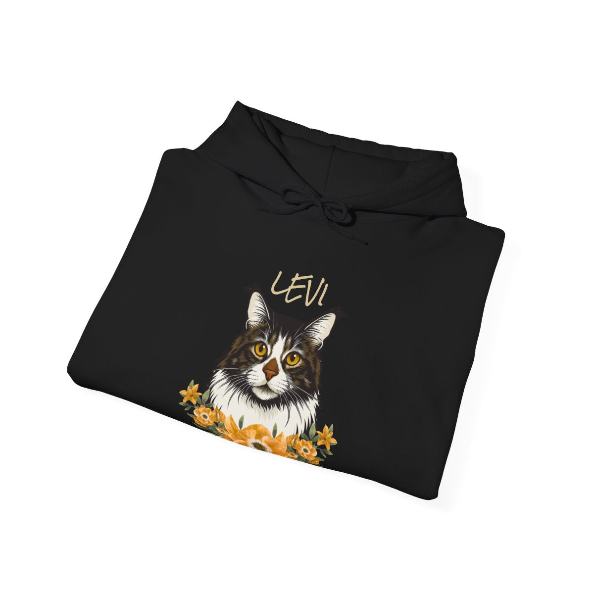 Close-up of pet photo print on hoodie front - colors