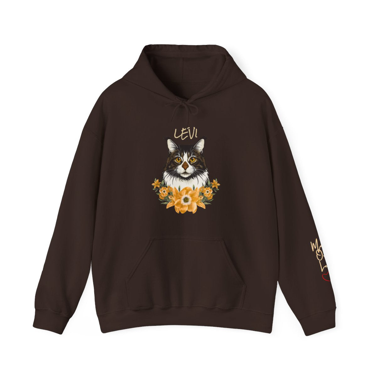 Custom pet hoodie with pet face print front and sleeve personalized gift
