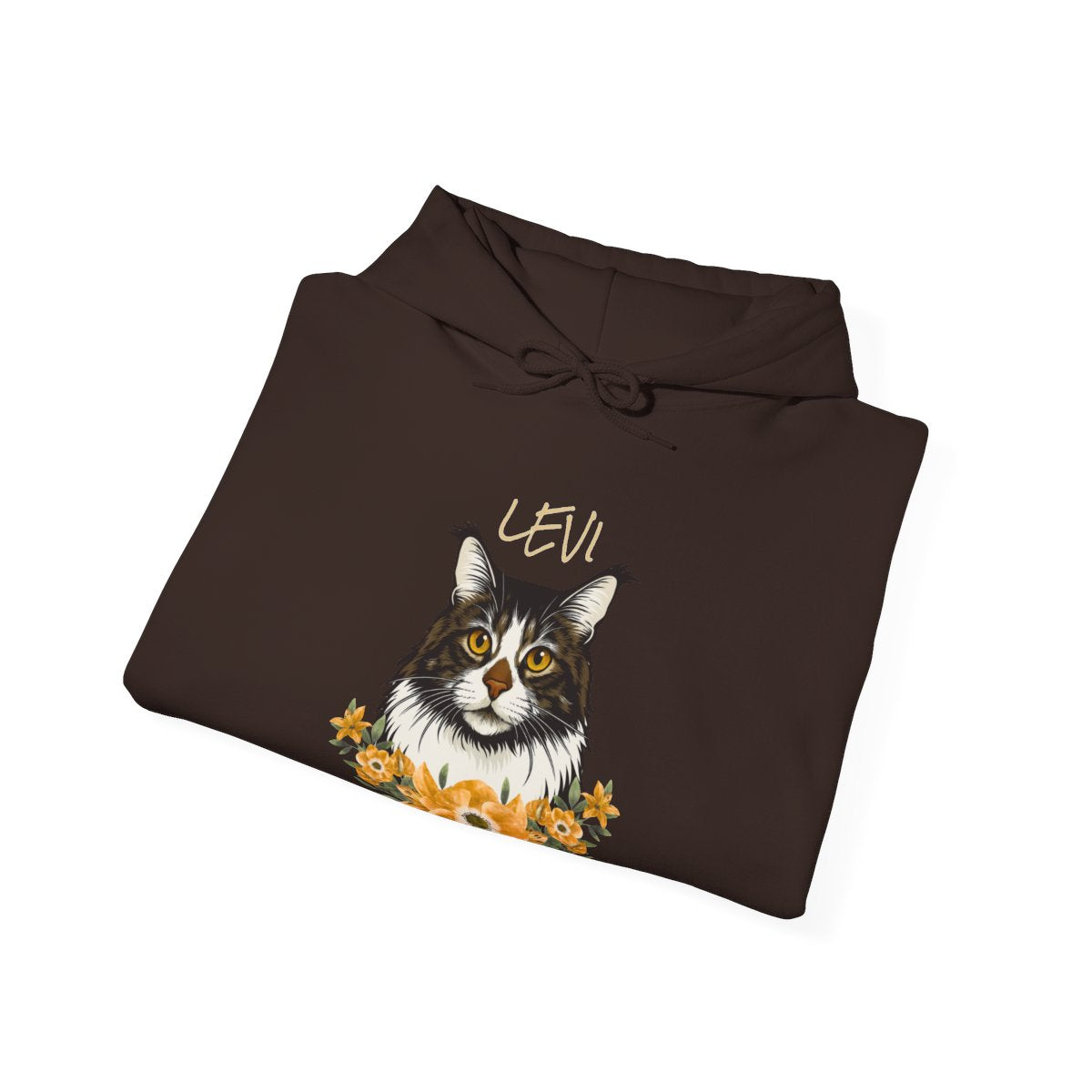 Close-up of pet photo print on hoodie front - colors