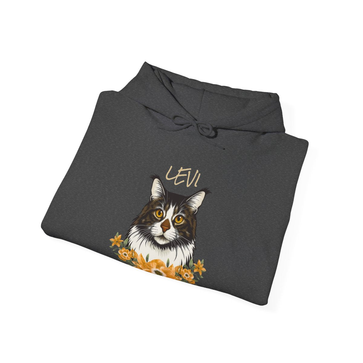 Close-up of pet photo print on hoodie front - colors