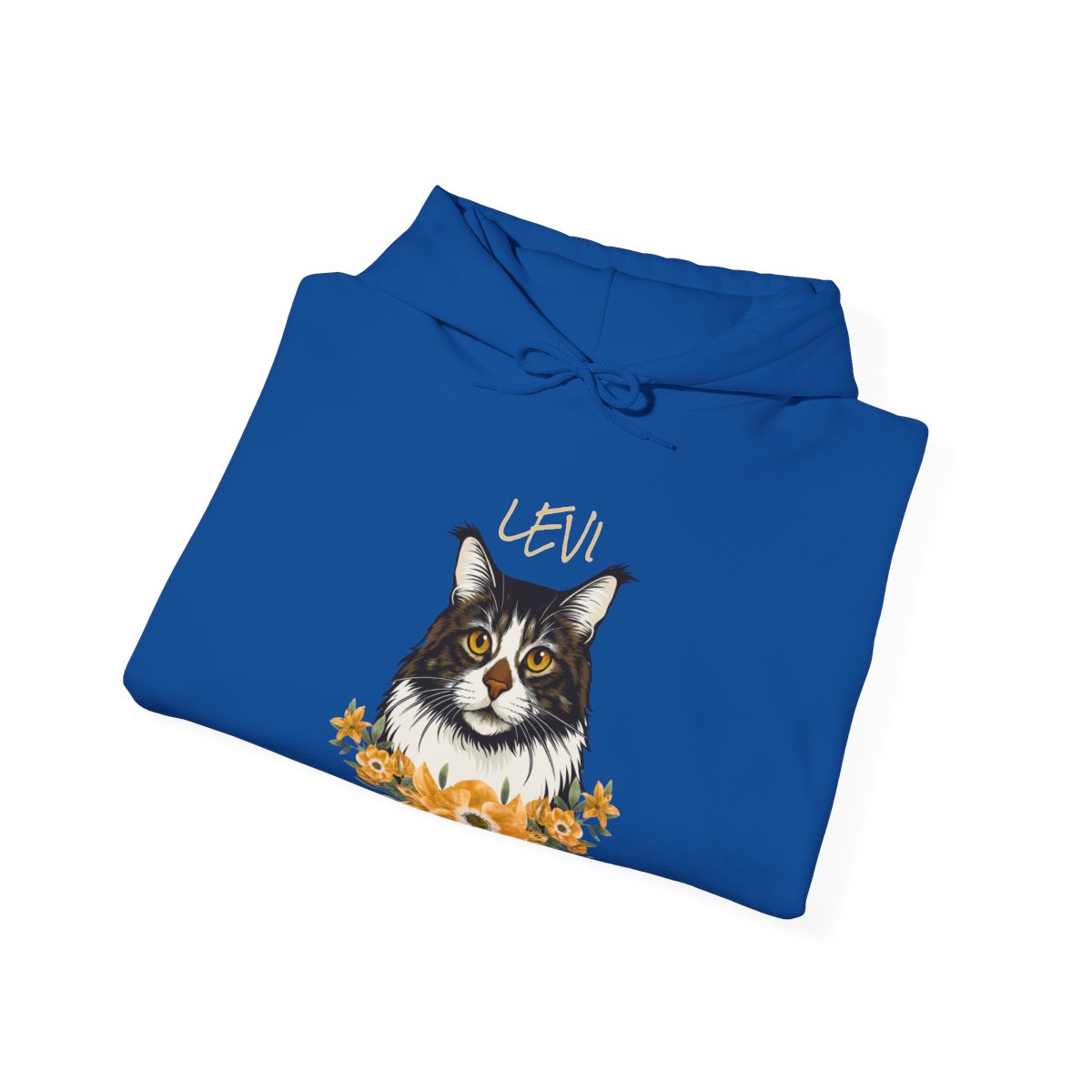 Close-up of pet photo print on hoodie front - colors