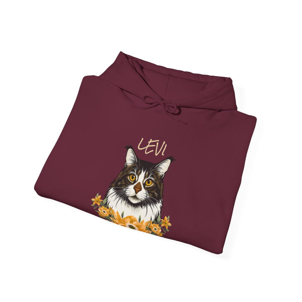Close-up of pet photo print on hoodie front - colors