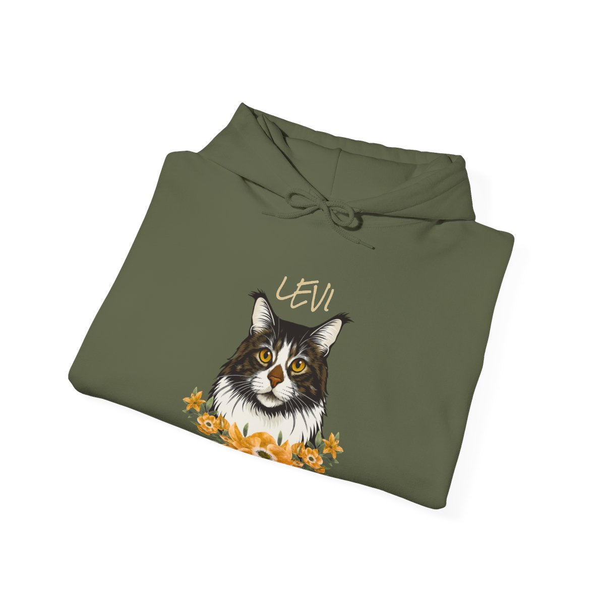 Close-up of pet photo print on hoodie front - colors