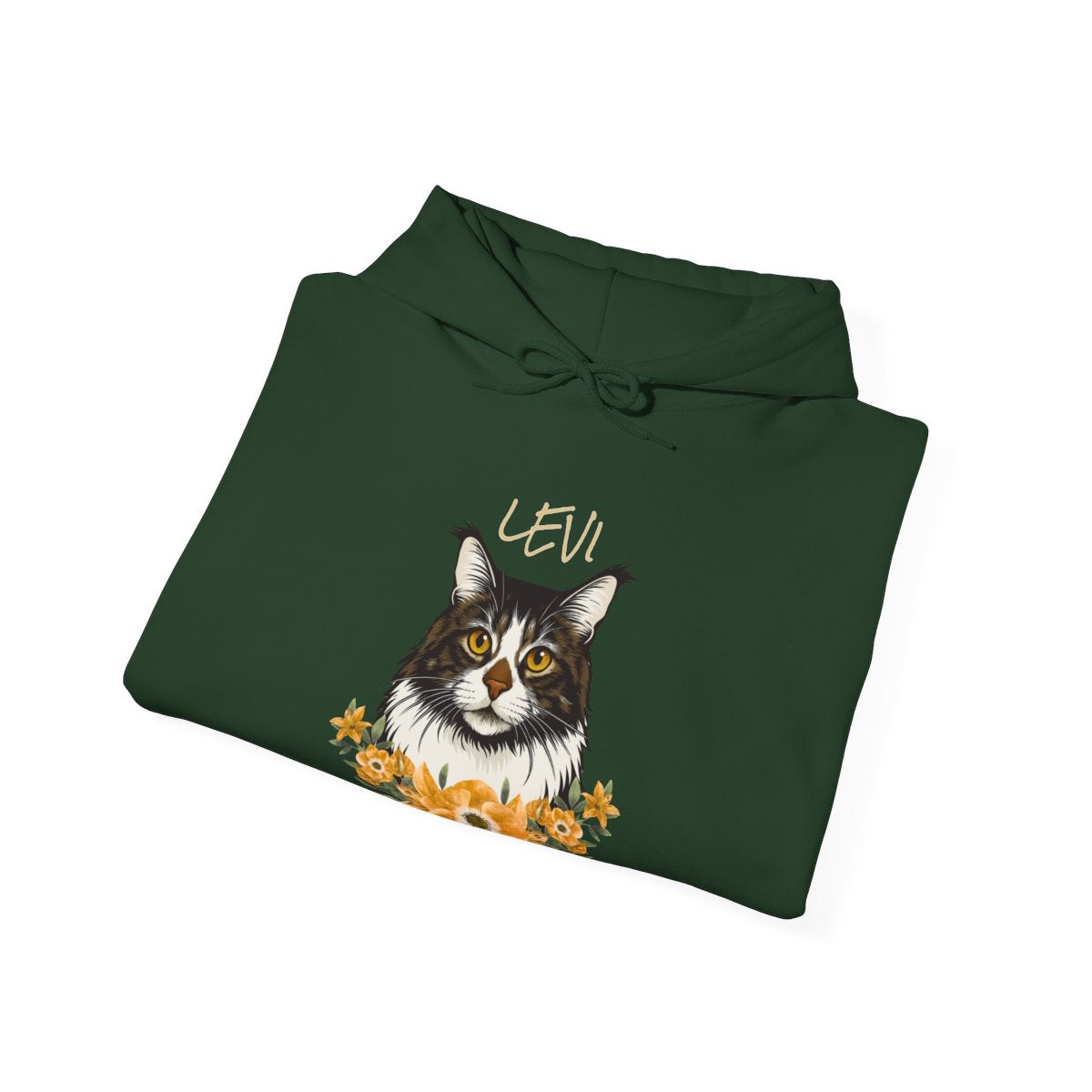 Close-up of pet photo print on hoodie front - colors